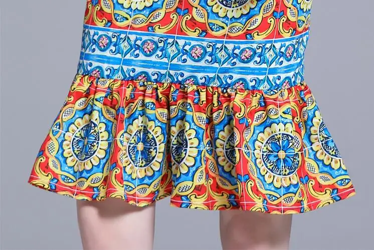 Летние взлетно посадочной полосы платье женские красочные фарфоровые с бантом