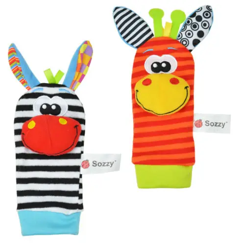 Emmababy 2022 New A Pair Sozzy Baby Infant Soft Toy Wrist Rattles Finders Developmental Wrist Bells Foot Sock Rattles Soft Toys