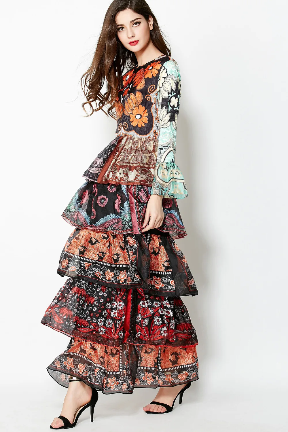 Оптовая продажа длинное платье новое Европейское американское винтажное в пол с