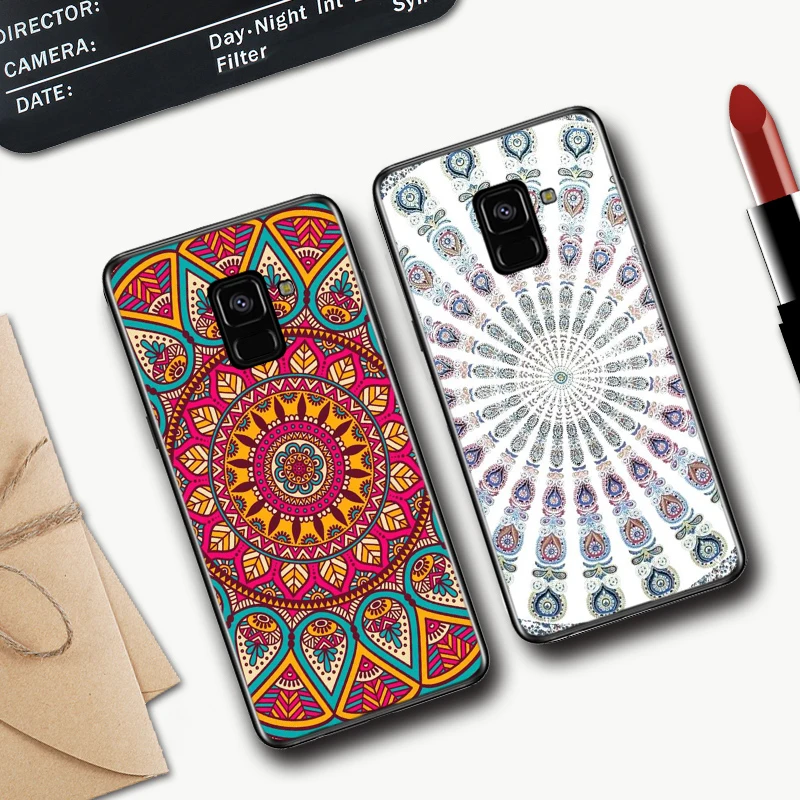 Силиконовый чехол с синей мандалой для Samsung A2 Core A3 A5 A6 Plus A7 A8 A9 A10 A30 A50 A60 A70 A10S A30S A50S