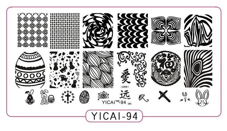 YICAI94 1 шт геометрический дизайн ногтей штамповка шаблон отрицательное пространство головоломка рисунок Тыква Цветы штамп ногтей маникюр ногтей штамповка пластины - Цвет: YICAI94