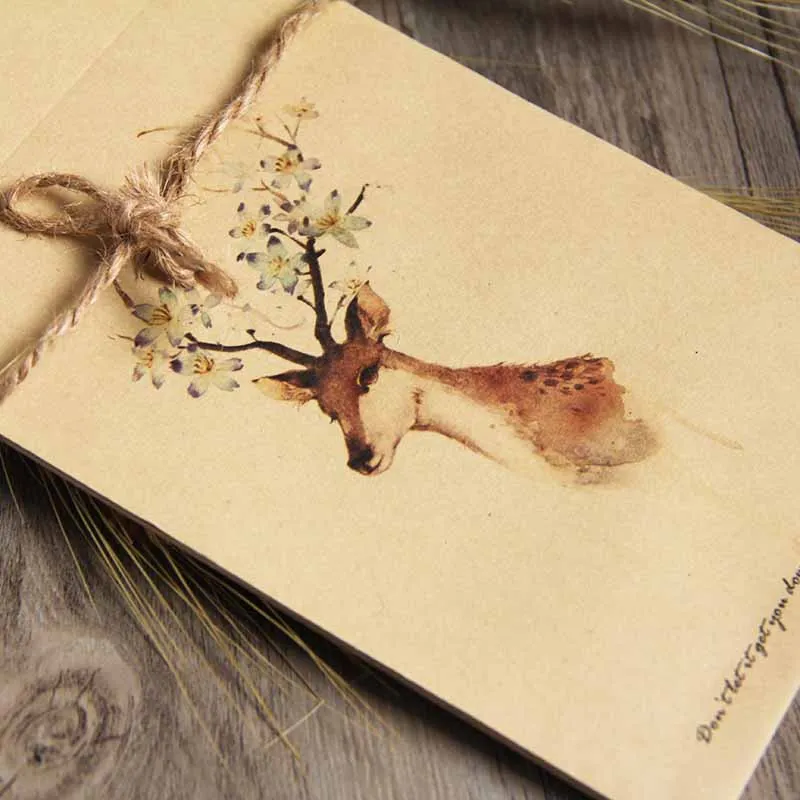 16*11 см) 20 шт./лот китайский конверт цветная бумага конверт винтажный Рождественский олень Манила крафт конверт фотооткрытка для хранения - Цвет: Flower deer