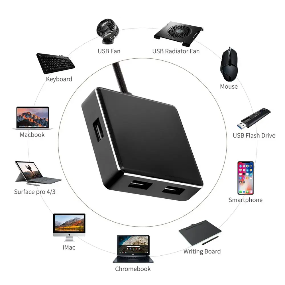 Алюминиевая отделка 4 порта USB 2 0 концентратор сплиттер для поверхности книги