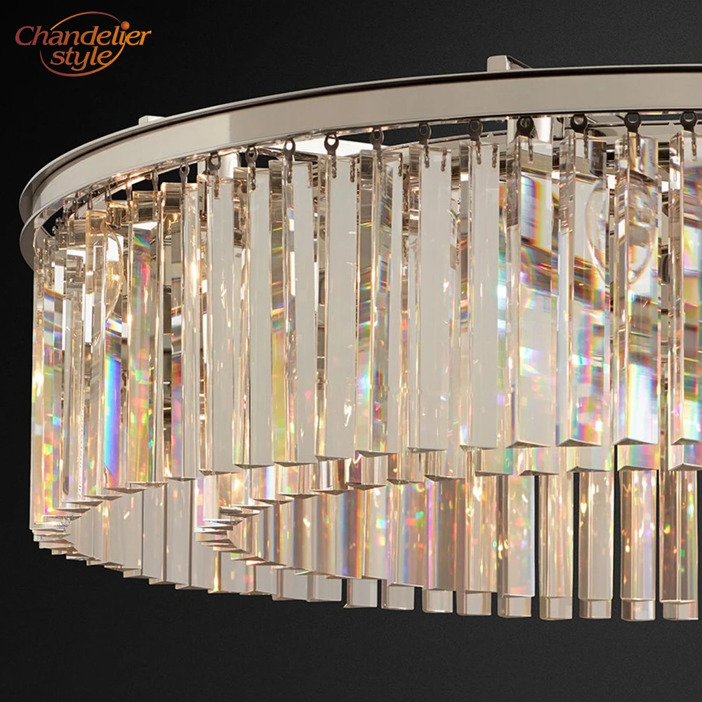Стеклянная Круглая хрустальная люстра Rhys современная в стиле ретро