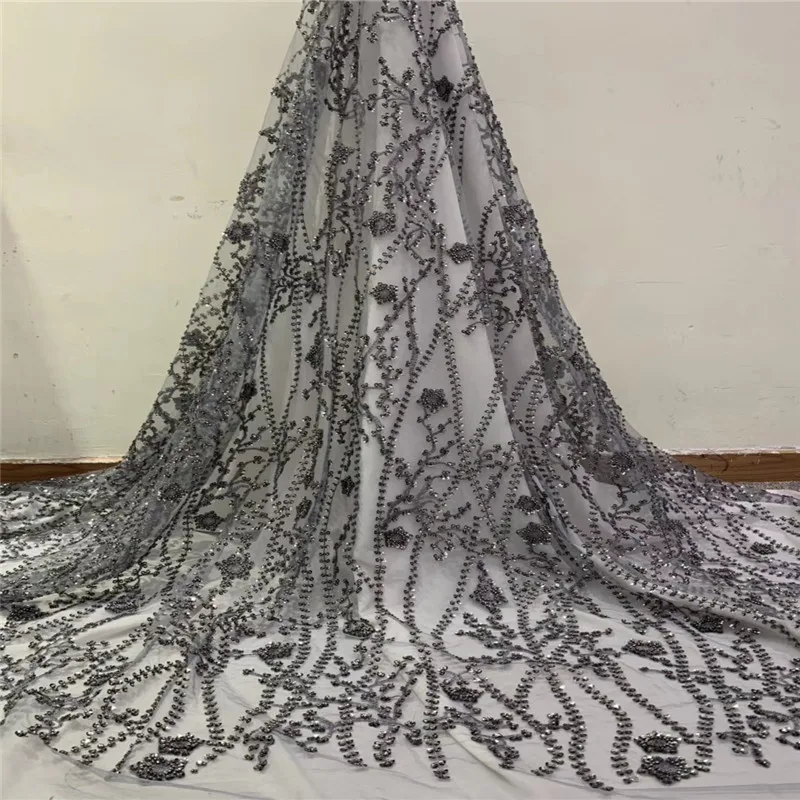 Madison Тюлевое кружево с бусинами Высококачественная вышивка 3D Цветочная