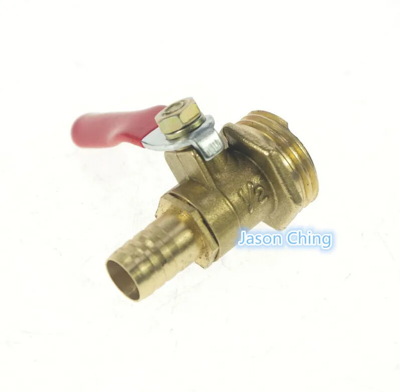 

1/2" BSPP Connection Male x 8mm Hose barbed Air Brass Pipe Ball Valve