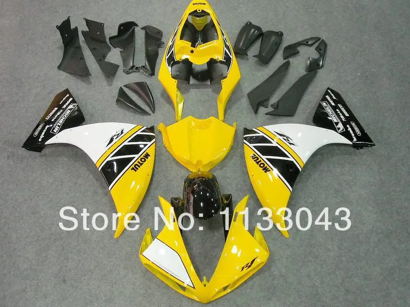 

InjectionYellow white black fairing kits for YAMAHA YZF R1 09 10 11 YZF-R1 ABS YZF1000 R1 09 10 11 YZF R1 2009 2010 2011 #VX66