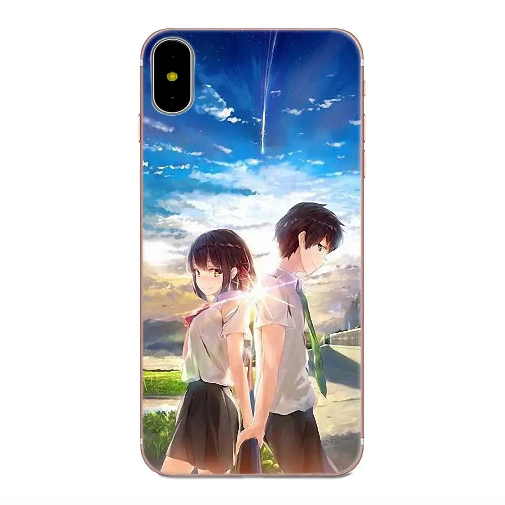 Аниме ваше имя японский для Apple iPhone 4 4S 5 5C 5S SE 6 6S 7 8 Plus X XS Max XR Мягкий ТПУ