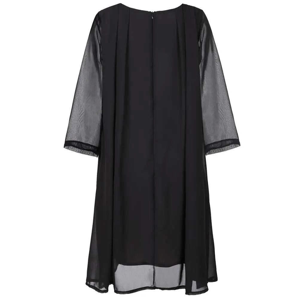 5XL женское шифоновое платье с рукавом 3/4, украшенное блестками, платья больших размеров для женщин 4xl 5xl 6xl sukienka, длинное женское платье-туника