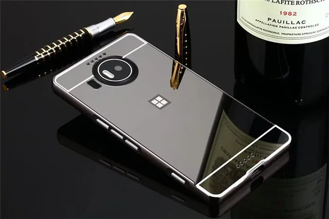Black Чехол Lumia 950 XL, Зеркальный Алюминиевый металлический бампер и жесткая задняя крышка из поликарбоната для microsoft Nokia Lumia 950 XL, чехол 950XL, Funda Capa Para - Цвет: Black