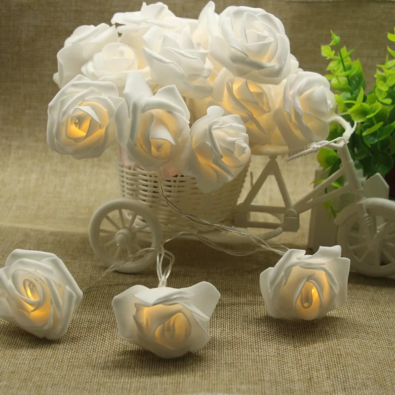 3M 20 LED Fairy String Light Battery Operated Rose Flower Wedding Party Valentine's Day Garland Christmas Holiday Decoration