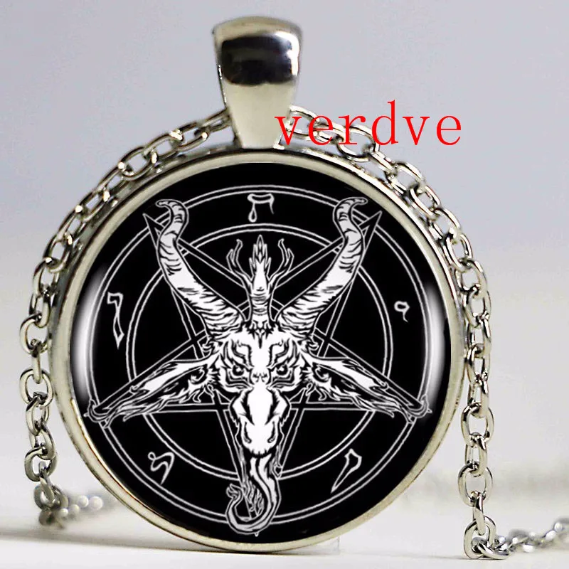Модное ожерелье Baphomet с пятиконечной звездой винтажное цепочкой серебряного