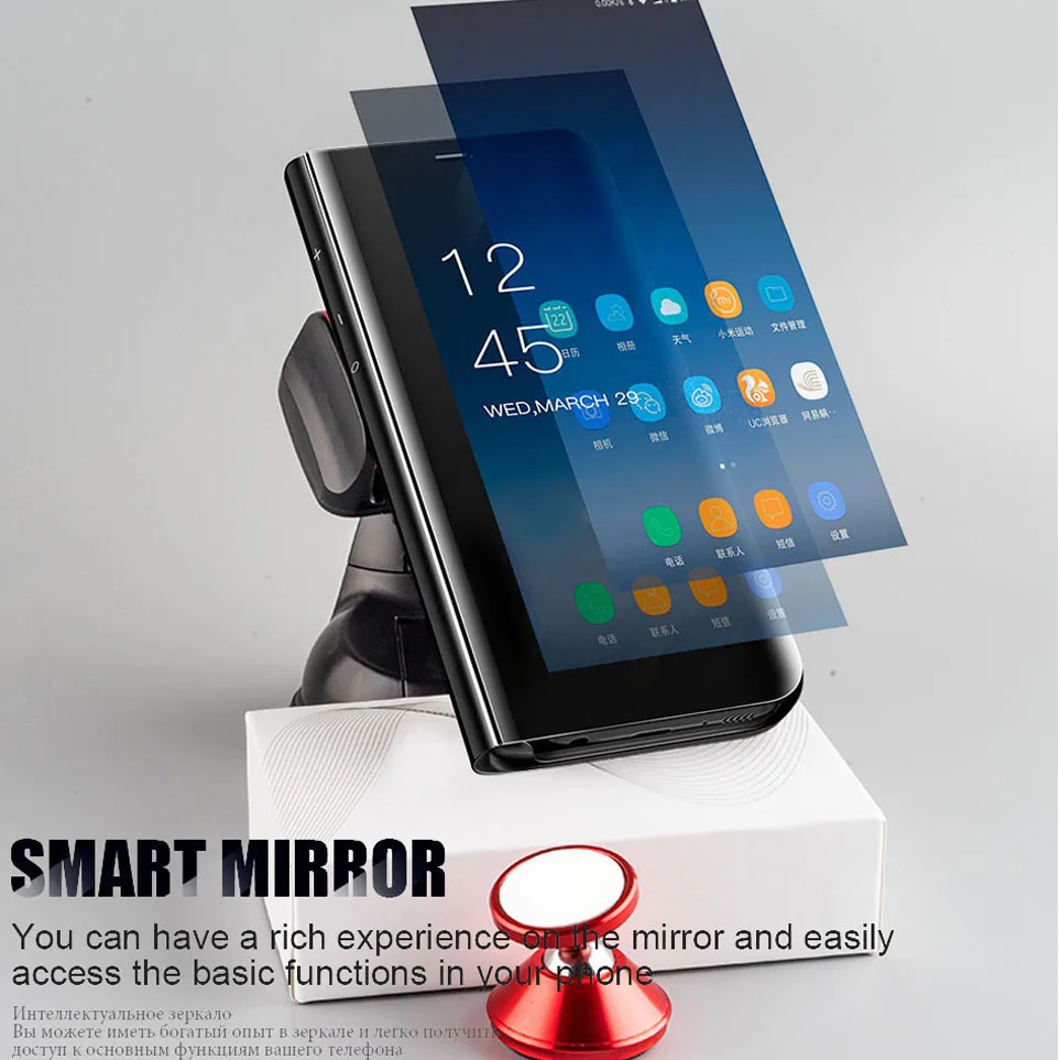 Marjay Clear View зеркало Smart Case для samsung Galaxy Note 9 8 S9 S8 S7 S6 Edge Plus J3 J5 J7 ЕС A3 A5 A7 2017 флип чехол