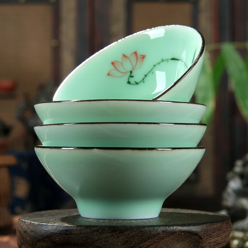 Креативные китайские традиционные Керамические чашки Longquan с лотосом ручной