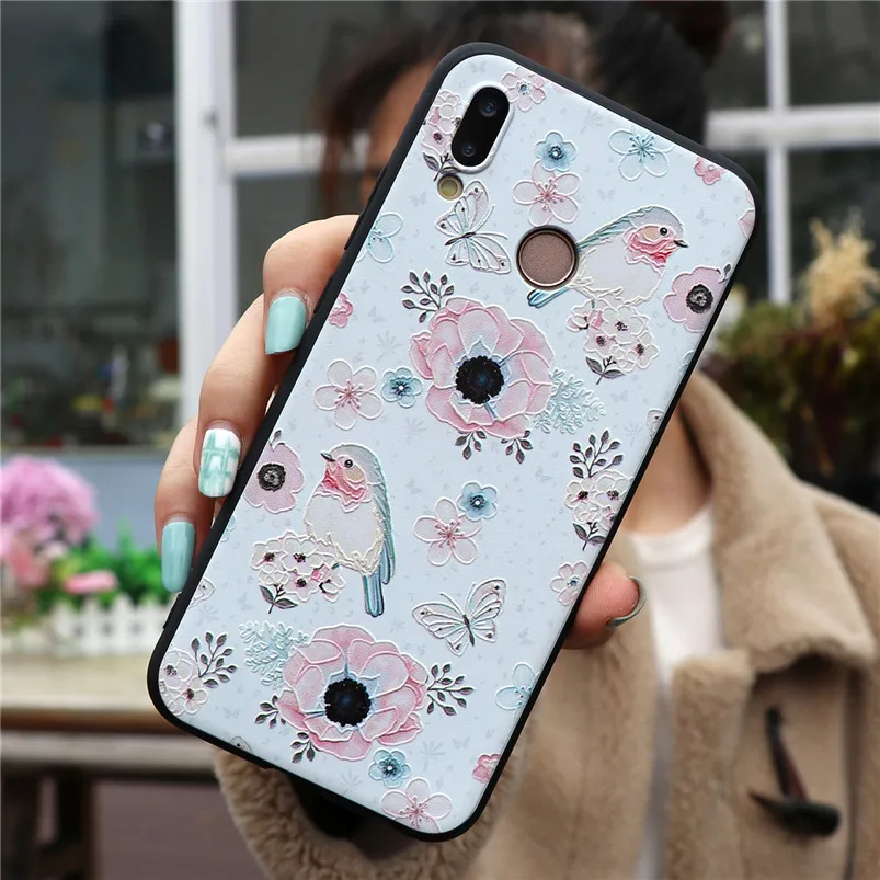 3D цветок чехол с тиснением для huawei Y5 Y6 Y7 рro рrime Y9 Honor 6A 7A 7X 8A 8X9 10 вид 20 Lite 10i 20i играть чехлы из ТПУ