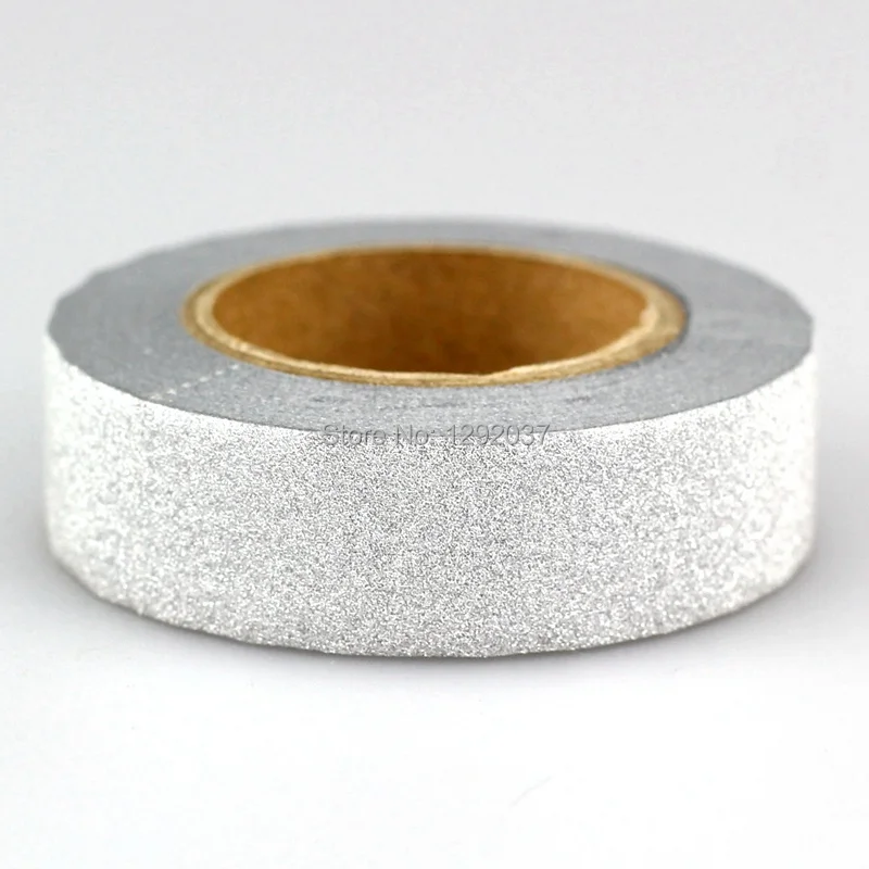 

1PCS 15mm*10m Shiny Silver Glitter Tapes Decorative Washi Tape Paper DIY Scrapbooking Adhesive Tapes for Photo Album Stationery