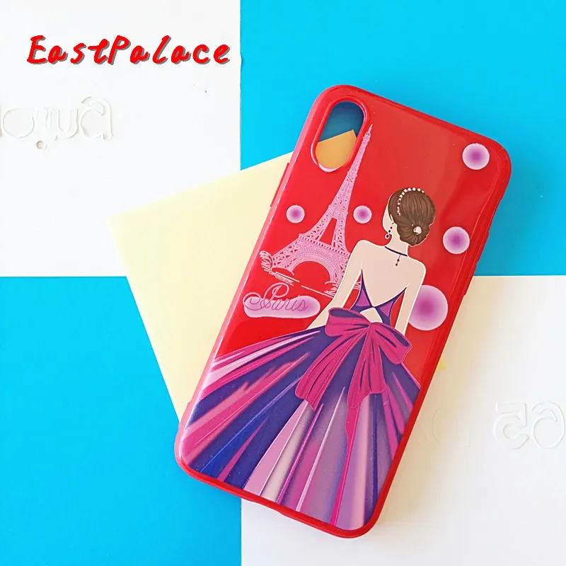 Красный цветок мягкий силиконовый фиолетовый чехол для телефона Fundas iphone X XS Shell