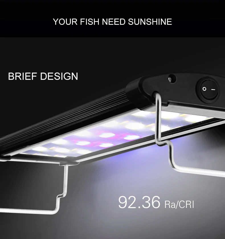 55-70 см аквариумный светодиодный светильник ing Fish Tank светильник с выдвижными кронштейнами 43 белый и 5 синий светодиодный s освещение для водных растений