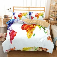 yi chu xin 3d world map bedding sets king size duvet cover set with pillowcase bedclothes twin bedline