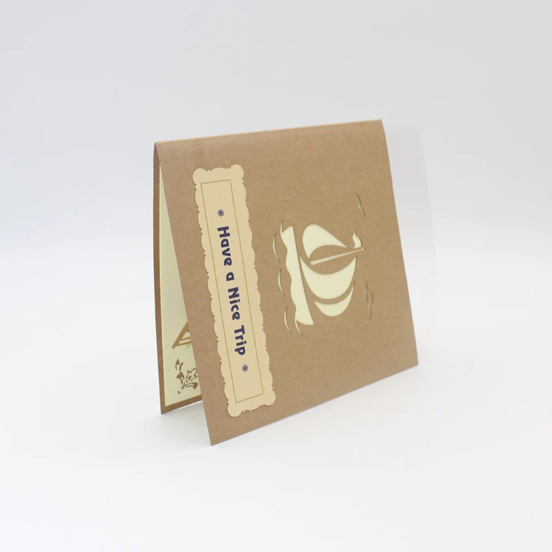 3D лазерная резка ручная работа резьба Золотая парусная лодка бумага приглашения