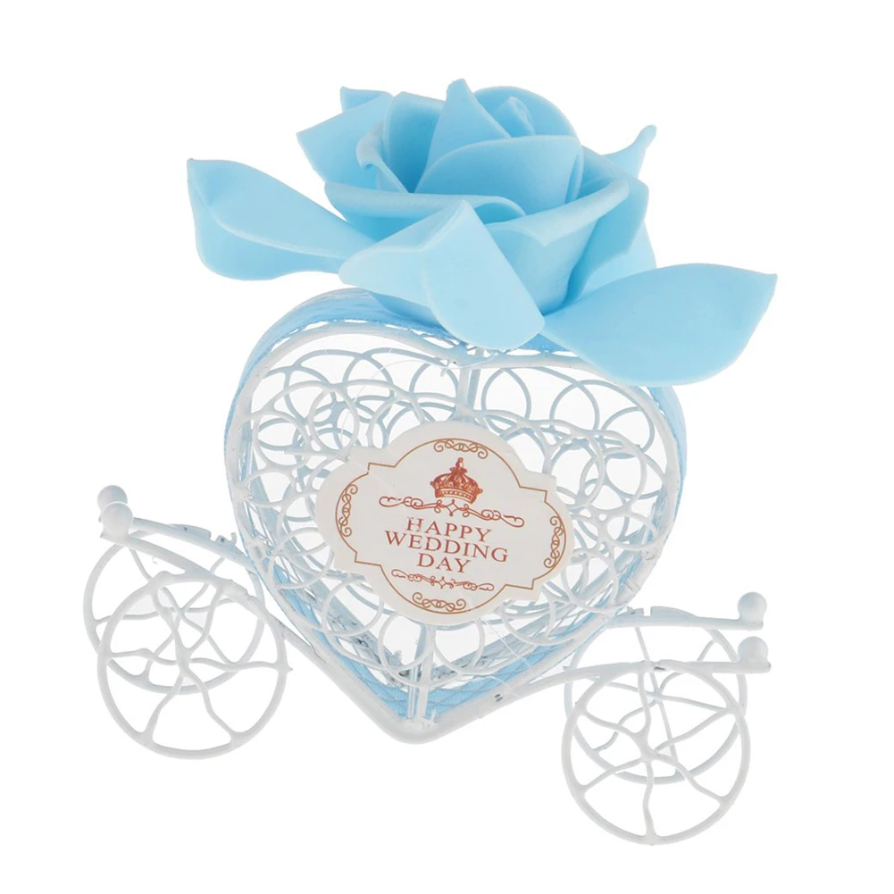 Сердце коробка для сладостей в виде кареты 2 шт. Синий Железный полый сладкий