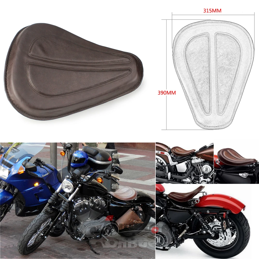 Коричневые мотоциклетные кожа Solo сиденья + золото кронштейны Весна для Harley Sportster