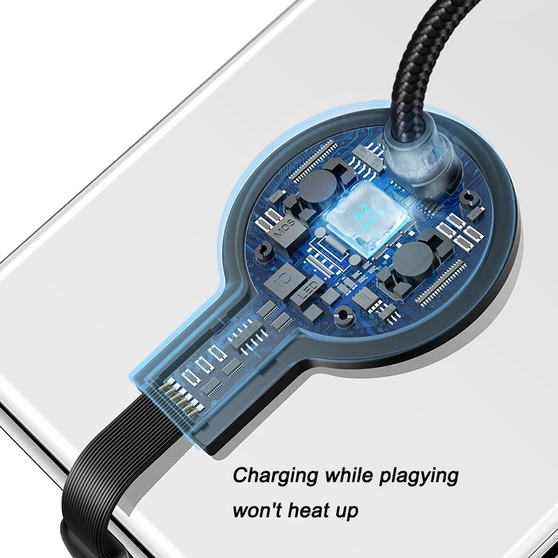 USB Charger Cable LED Mobile Game 8 Pin Fast for iPhone For Samsung S10 Xiaomi Phone Cables Type-C | Мобильные телефоны и