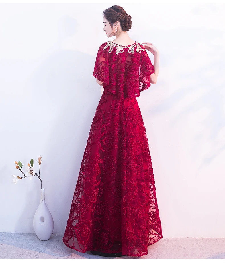 Robe Do Soriee новинка красное кружевное вечернее платье с курткой золотая вышивка v