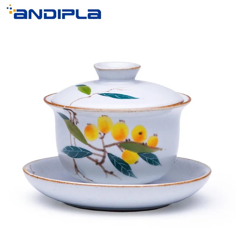 152 мл винтажный глазурь с трещинами ручная роспись фарфор Gaiwan Jingdezhen керамический