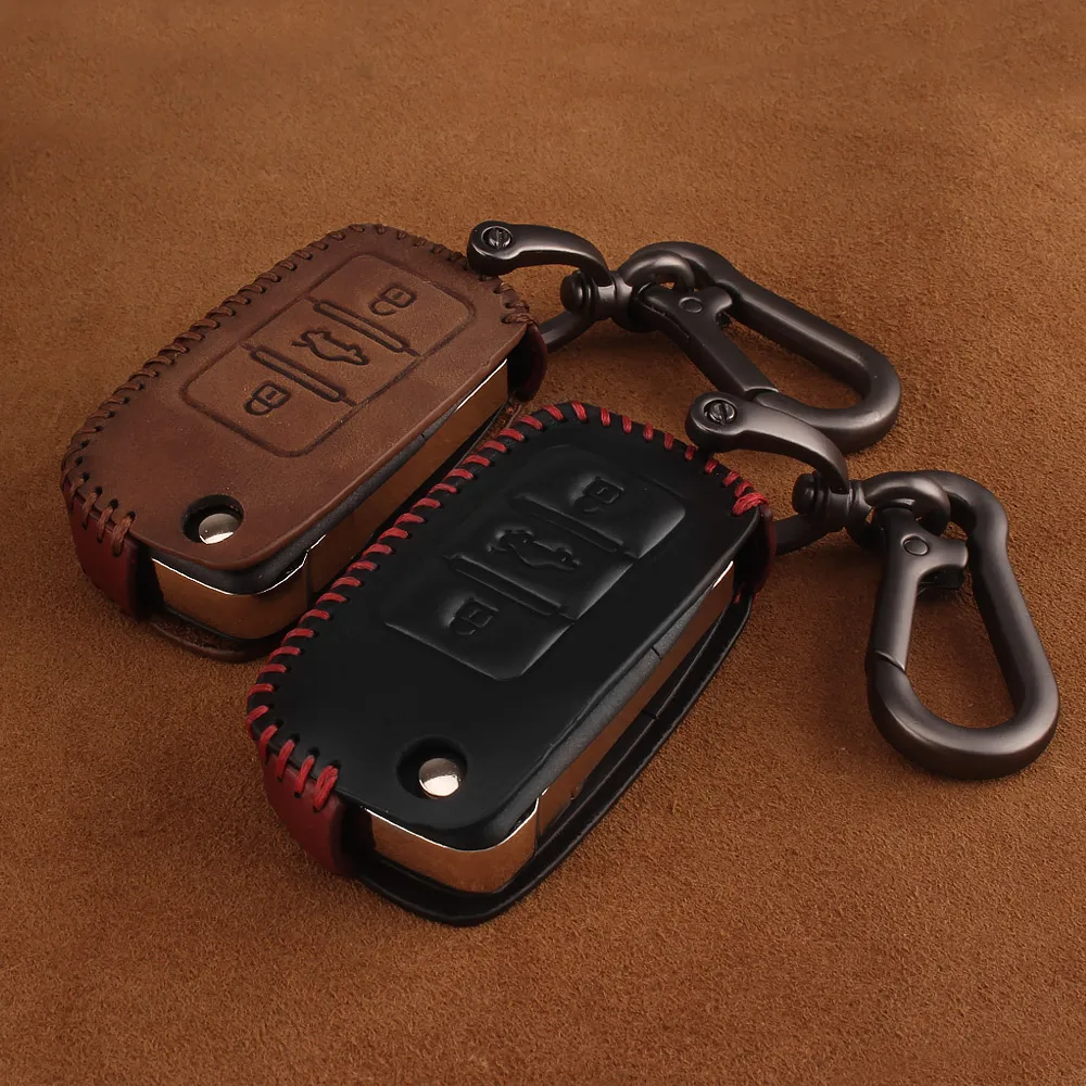 Чехол для ключей KEYYOU чехол из натуральной кожи Volkswagen Jetta MK6 Tiguan Golf 4 5 6 Polo Bora Passat B5 B6 |