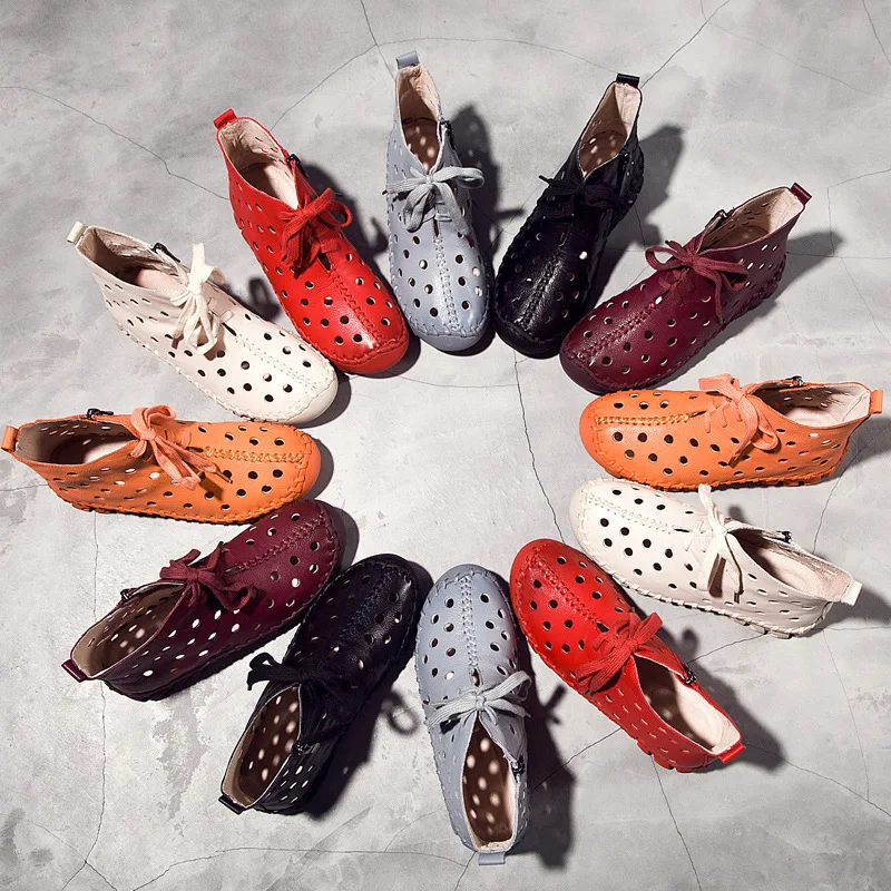 Fujin обувь сезон весна-лето женские ботинки из натуральной кожи ботильоны на