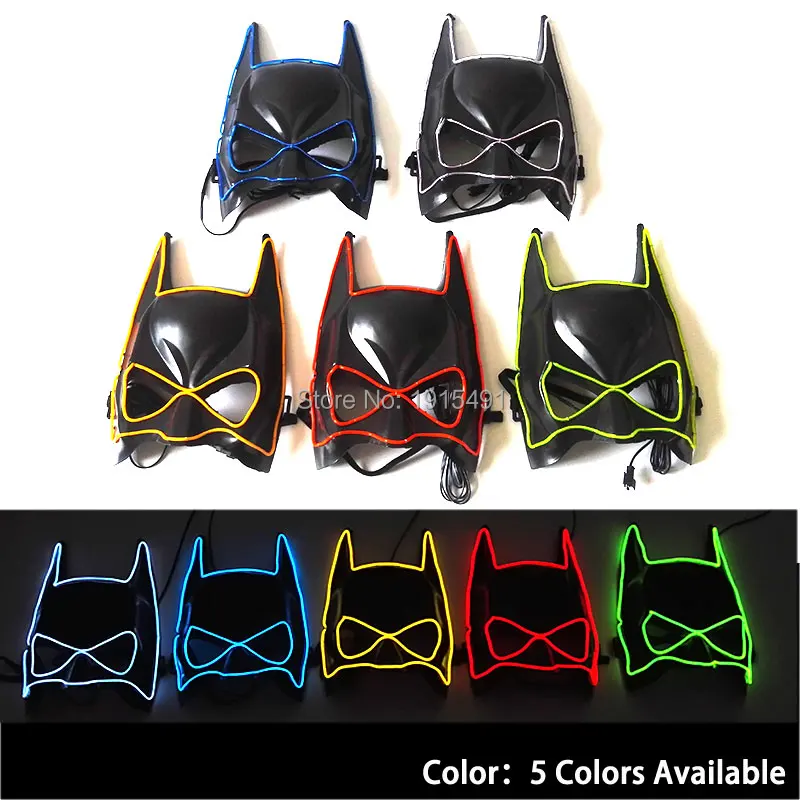 Лидер продаж оптовая продажа 5 шт./лот светящаяся маска с Бэтменом полулицевая EL