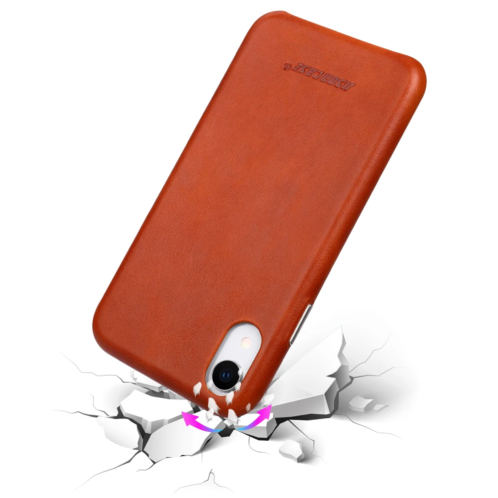 Jisoncase Чехол для телефона для iPhone XR кожаный чехол для iPhone XR 6,1 дюймов Роскошный чехол для телефона с металлической кнопкой Высокое качество Новинка