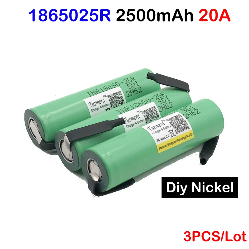 18650 батарея inr18650 25r 20a 2500 mAh mah для ecig батареи электроинструменты с diy никелем|18650