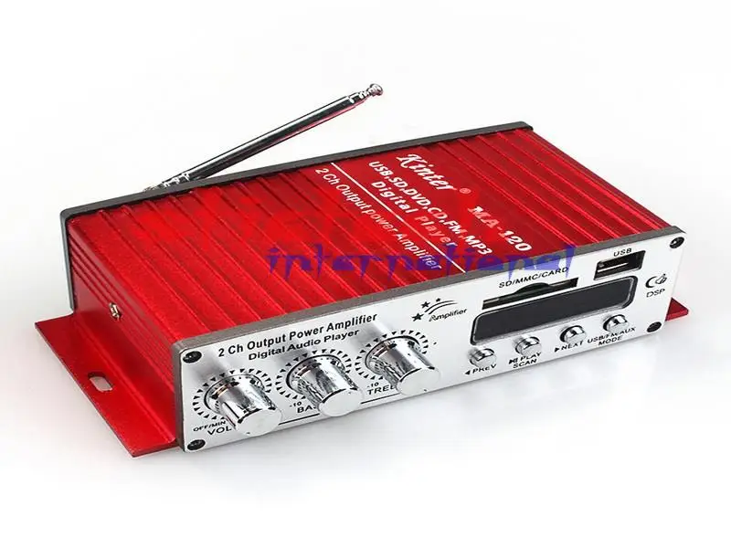 Аудиоусилитель Kinter MA - 120 12 В 10 шт. Hi-Fi с поддержкой FM SD USB ввод 2x20 Вт стерео карта