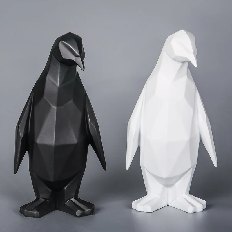 

Nordic Penguin Resin Model Ornaments Crafts Simple Home Office Creative Sculpture Geometric Statue Animal Penguin Abstract Decor