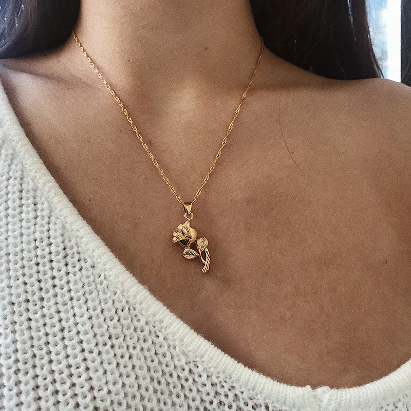 TTMM Jewrly Элегантный Простой моды Роза цветок кулон ожерелье для женщин N127|flower pendant