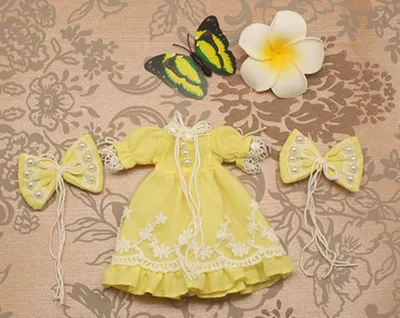 yellow Наряды для куклы Blyth на платье с Меламед костюм для 1/6 azone BJD pullip licca - Цвет: yellow