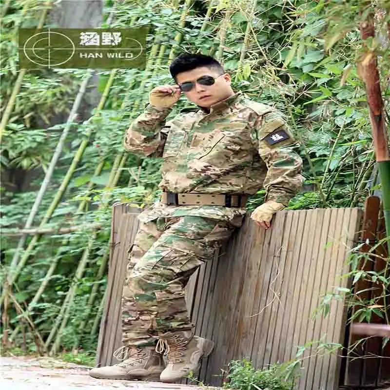Men Tactical Military Suit Camouflage Hunting Airsoft Sniper Ghillie Army Combat Long Sleeve Coat Uniform War Game Clothes | Спорт и
