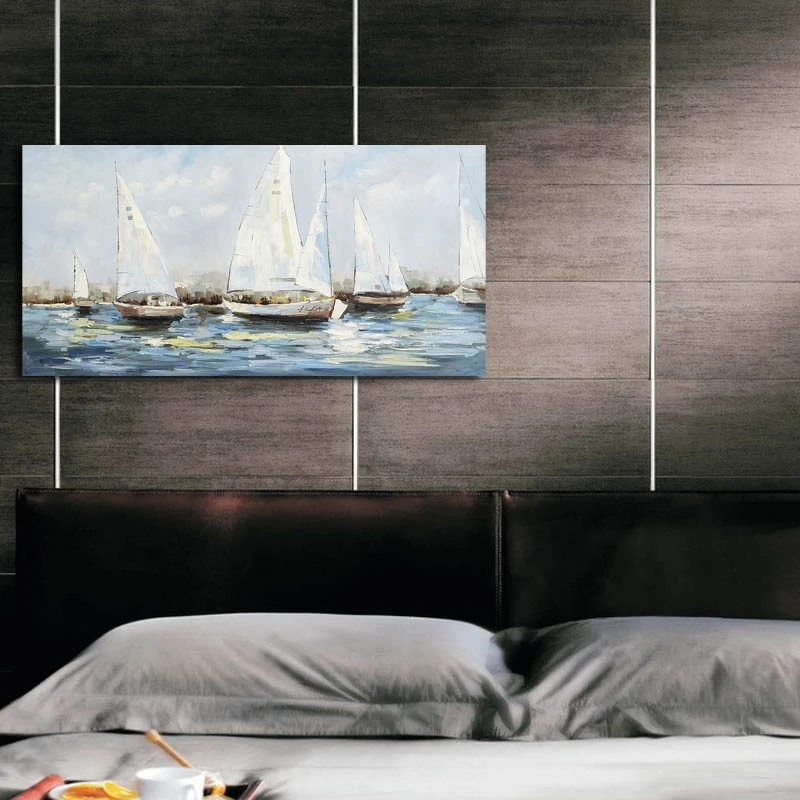 Happy Art рукой Топ Класс холст живопись масляными красками море Wall art| |