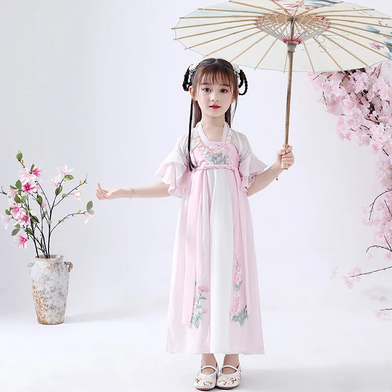 Hanfu/костюмы для девочек; Китайская древняя и традиционная одежда; детское платье для выступлений в народном китайском стиле; костюмы Hanfu; DQL565