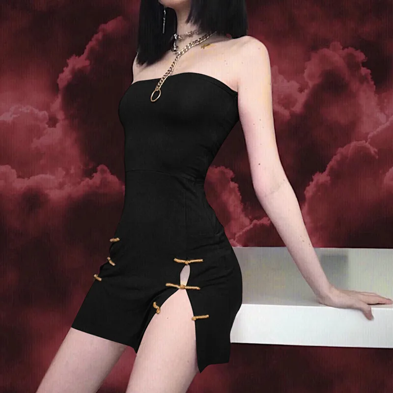 Женское облегающее мини платье без бретелек в китайском стиле cheongsam модное