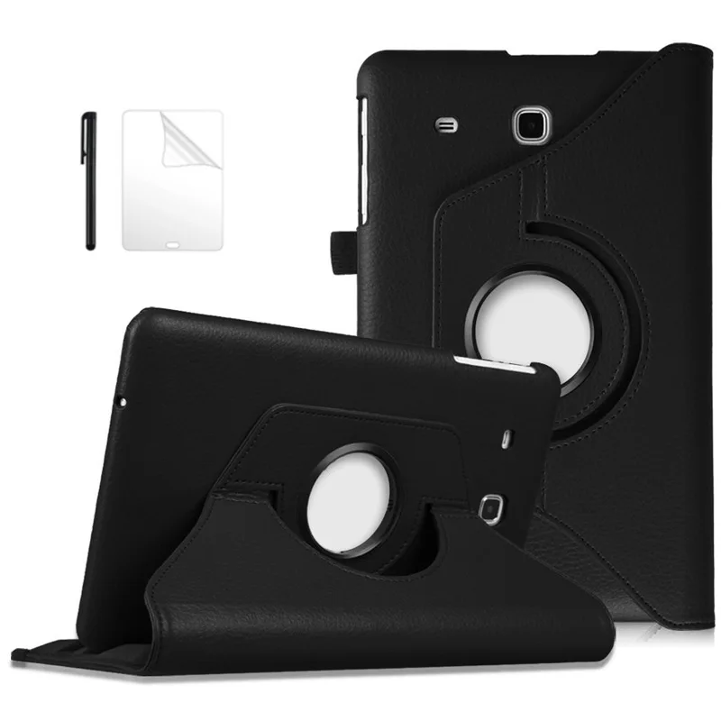 

360 Rotating Case For Samsung Galaxy Tab E 9.6 inch SM-T560 T561 Leather Stand Smart Cover For Samsung TabE 9.6 Case +Film+Pen