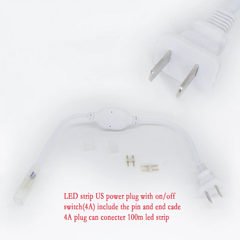Светодиодная лента с переключателем для SMD5050/SMD3014 RGB Светодиодная лента, светильник с вилкой европейского стандарта, с 2 контактами, светодиодный водонепроницаемый, AC220V - Испускаемый цвет: 4A standard US plug