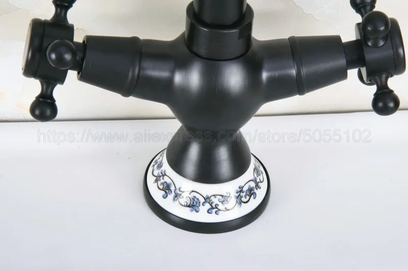 Basin Faucets Oil Rubbed Bronze Double Cross Handle Bathroom Sink Faucet Tall Swivel Spout Bathbasin Vanity Mixer Taps znf645 |