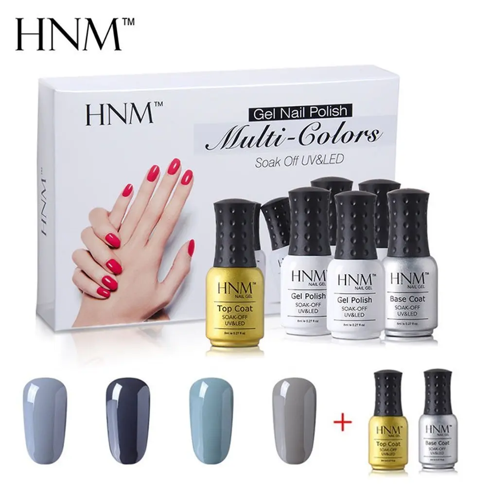 HNM 8 мл 4 шт. чистый цветной гель для ногтей 1 Базовый Топ подарочный набор