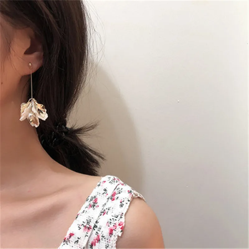 Серьги капельки с искусственным жемчугом корейские Винтажные серьги блестками и