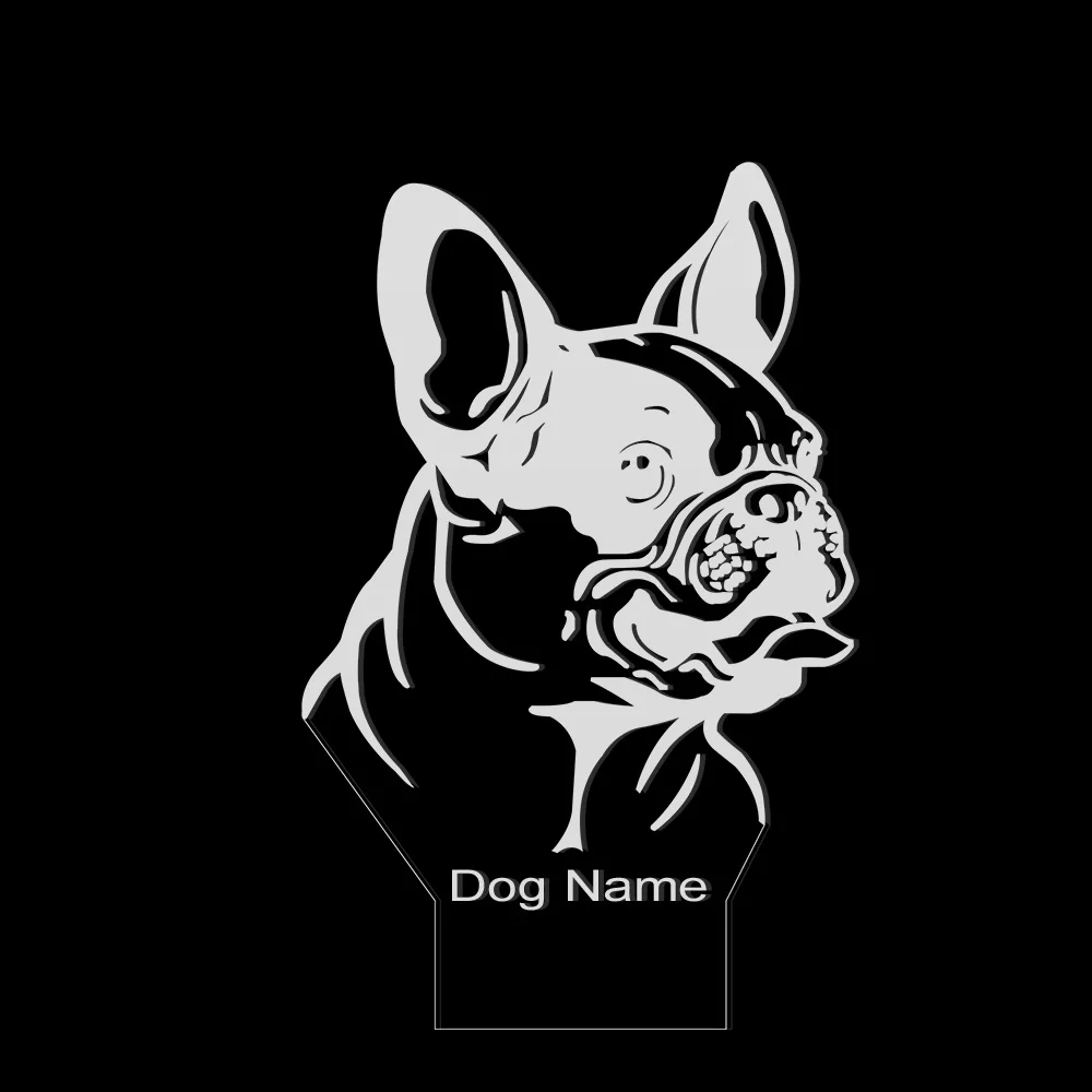 With custom name Французский бульдог пользовательское имя 3D светодиодный иллюзионный ночной Светильник для спальни ночной Светильник послушание лояльный Французский костюм маскота «бульдог» любимый дамы - Цвет: With custom name