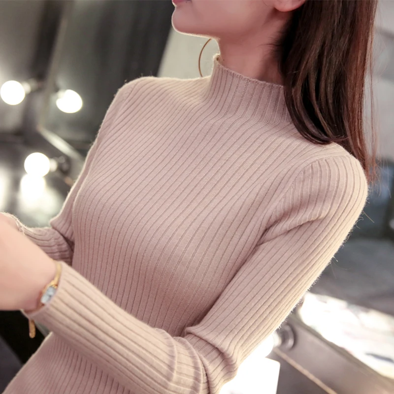 2021 Half A Turtleneck Pure Color Sets with Thick Sweaters New Winter Brief Paragraph Dress Render Unlined Upper Garment | Женская