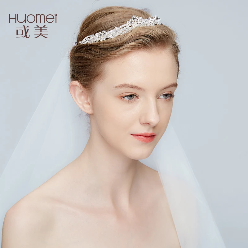 Luxurious Wedding Jewelry Handmade Bridal Crowns Tiaras Silver Headpiece Elegant Crystal Rhinestone Headwear Accessories Huo Mei |